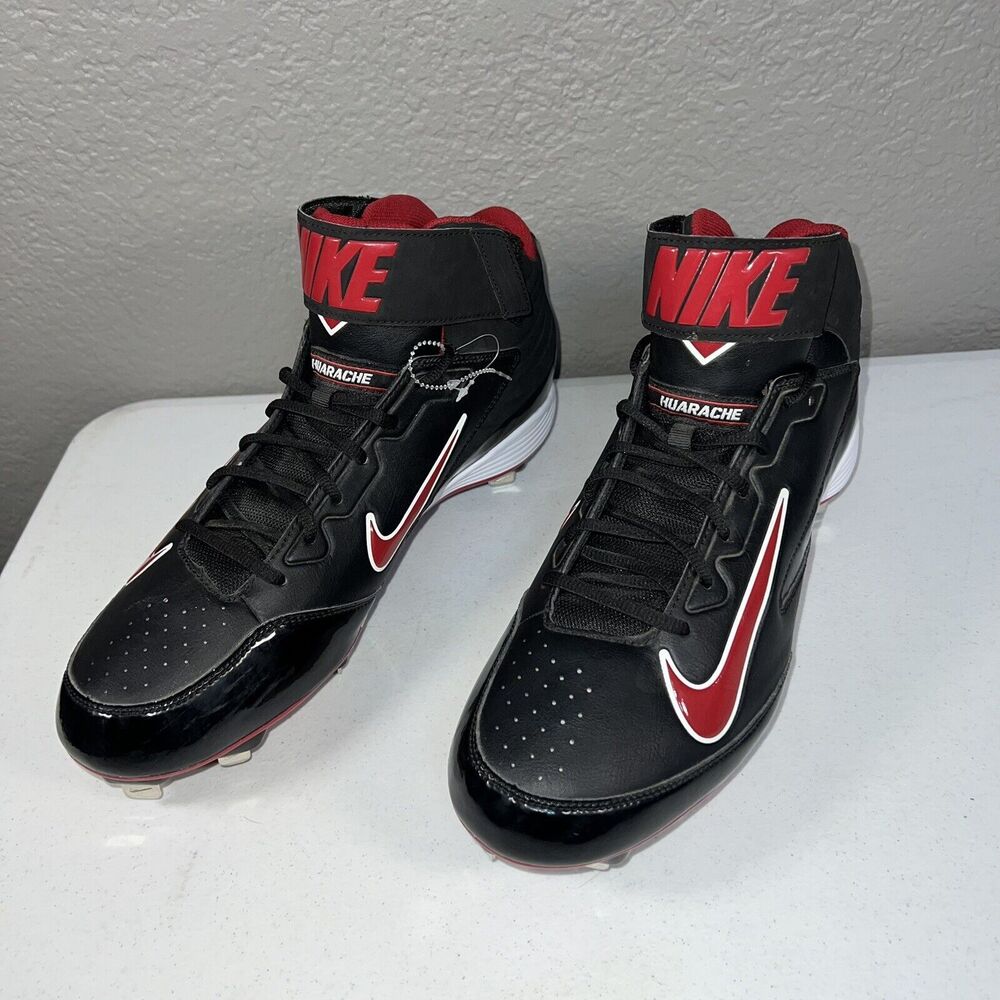 Nike Huarache Strike Steel Baseball Cleats Black Red 615965 Size 14 NEW